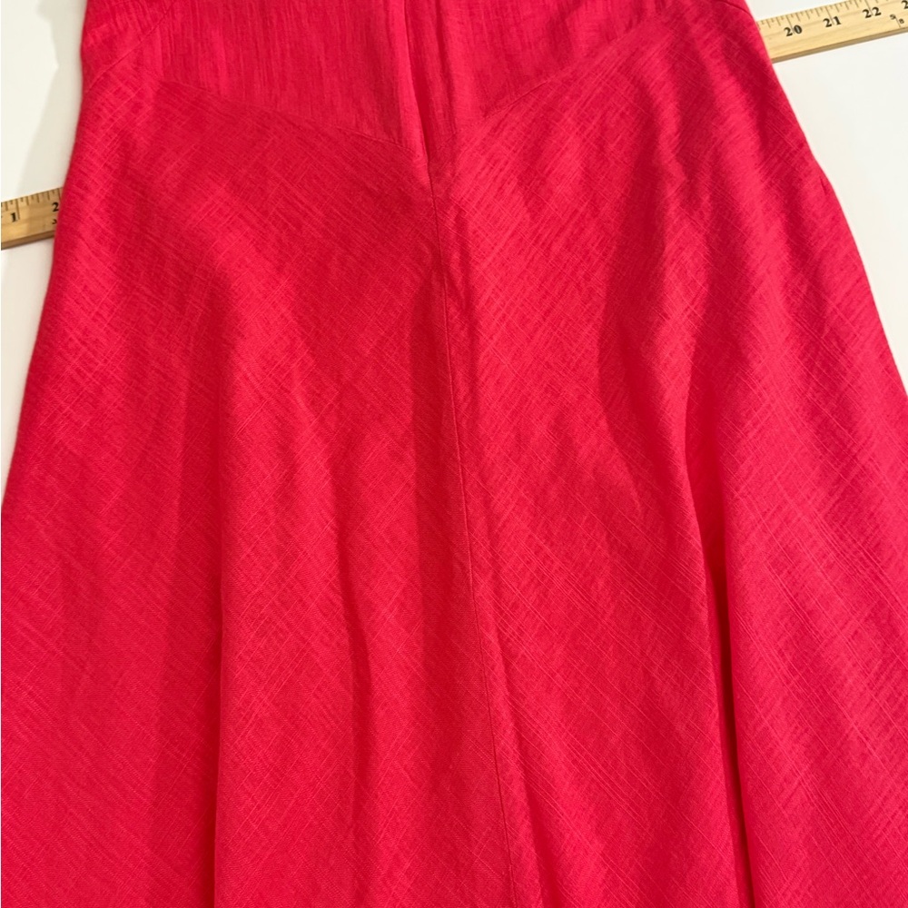 Lulus Pink Ruffle Midi Skirt Double Slit Large L Linen - Picture 6 of 8